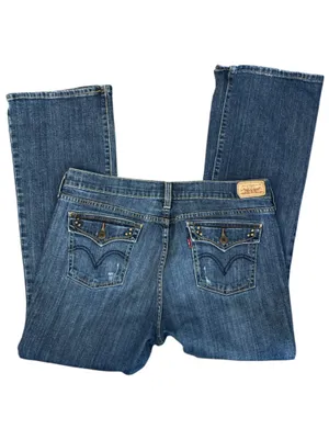 Levi’s 515 Boot Cut Jeans Mid Rise Stretch Medium Wash Blue 14 Short thumbnail 7