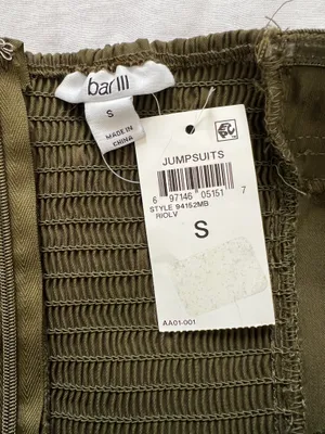 NWT Bar III Strapless Belted Utility Jumpsuit Olive Green Size Small thumbnail 6