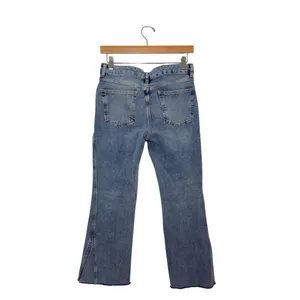 Free People Women‎ 28R Mid Rise Cropped Flare Distressed Hems Boho Hippie Jeans thumbnail 2