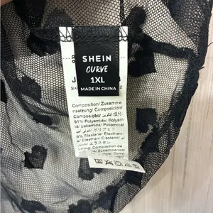 SheIn 1XL Plus Size Black Mesh Corset Cami‎ Hearts Top thumbnail 3