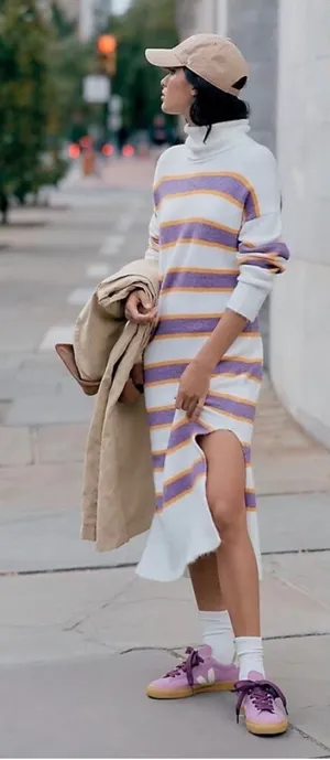 Daily Practice Anthropologie Karigan Striped Turtleneck Sweater midi‎ Dress XS thumbnail 1