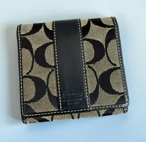 COACH Vintage Black Logo Snap Wallet Card Case thumbnail 1