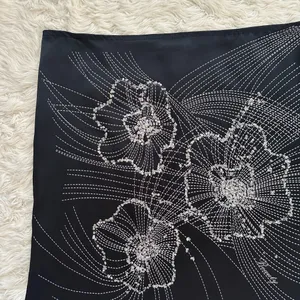 Vintage Vixen Skirt Knee Length Satin Sequins Floral Y2K 2000s Glam Black Sz M thumbnail 3