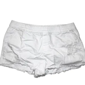 Aerie Pull On Elastic Waist Distressed Cut Off White Denim Shorts Medium 3 Inch thumbnail 8
