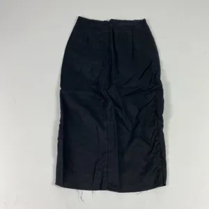 Showpo Skirt Womens 6 Black Linen Pencil High Waist Ruched Slit Midi Lined Party thumbnail 8