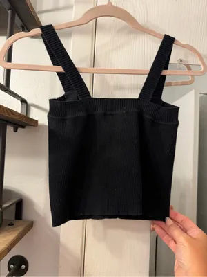 Brandy Melville Black Ribbed Button-Front Tank thumbnail 4