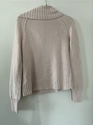 J Crew Blush Pink Asymmetrical Zip Knit Sweater Medium Minimalist Preppy thumbnail 4