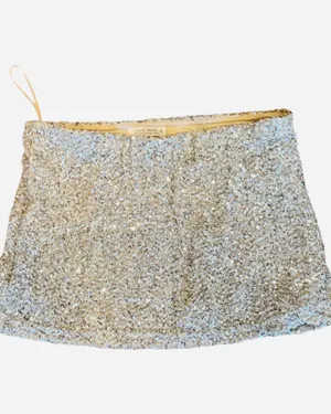 12th Tribe Micro Sequin Mini Skirt Pull On Lined M Silver thumbnail 5