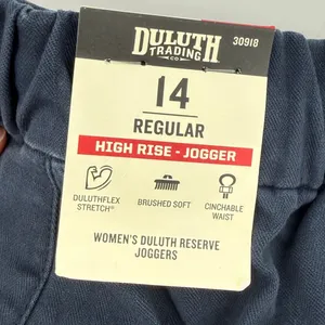 Duluth Reserve Joggers Navy Blue Women 14 Reg High Rise‎ Cargo Pants Pockets New thumbnail 7