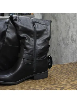 NWT Sun + Stone Anyaa Wide-Calf Buckled Over-the-Knee Boots Black 8.5M-WC thumbnail 8