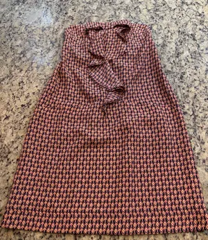 GAP Coral and Navy Strapless Printed Ruffle Dress thumbnail 1