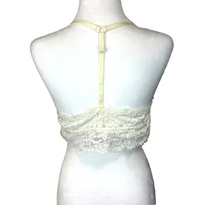 Aerie Eyelash Lace Bralette Womens L‎ Ivory Racerback Wireless Padded Sexy thumbnail 3