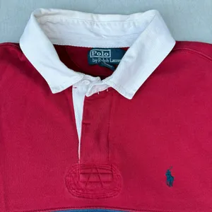 Vintage 90s Polo Ralph Lauren Rugby Red Collared Striped Long Sleeve T-shirt thumbnail 3