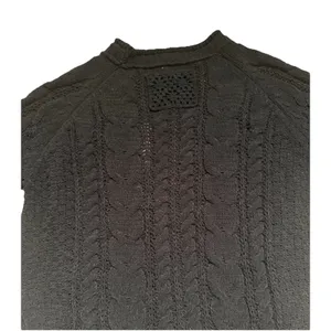 Anthropologie POL Women's Black Chunky Cable Knit Open Front cardigan Size‎ M thumbnail 7