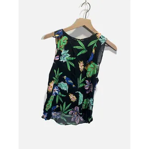 Zara‎ Woman Blouse Women XS Black Tropical Bird Floral Print Sleeveless Summer thumbnail 2
