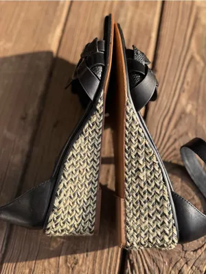 Vince Camuto Black Braided Square Toe Heels Ankle Strap Sandals thumbnail 9
