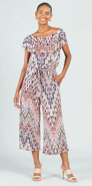 Clara Sun Woo Ruffle Off‎ Shoulder Pocket Jumpsuit - Boho Weave NWT L thumbnail 1