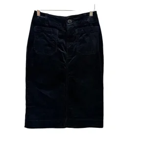 Maeve Anthropologie Navy Blue Corduroy Pencil Skirt XS High Waist Patch Pocket thumbnail 2