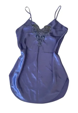 Cinema Etoile Womens Purple Floral Lace Slip Dress‎ Lingerie Satin Silky Vintage thumbnail 1