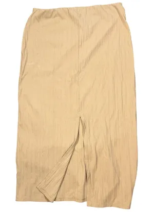 Abound Ribbed Maxi Skirt Womens XL Beige Elastic Waist Back Slit Cotton Blend thumbnail 1