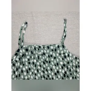 Ann Taylor | Green Dalmation Print Pleated Tank | Small thumbnail 3