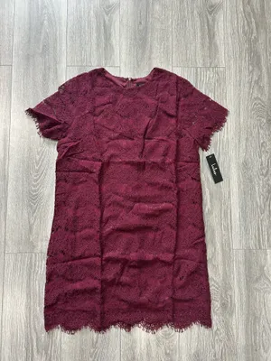 New Lulus Take Me to Brunch Burgundy Lace Shift Dress Size Medium/XL MSRP $49 thumbnail 7