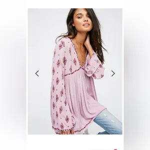 Free People Diamond Embroidered Tunic Top Boho style thumbnail 2