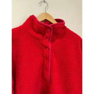 LOFT Red Fleece Pullover Cozy Casual Valentine Winter‎ Top Size XL thumbnail 3