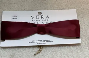 Vera by New York Satin Burgundy Bow Choker thumbnail 1