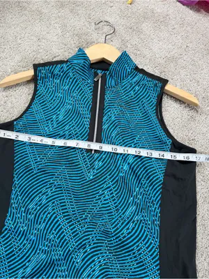 Tail Women’s Sleeveless Mock Neck 1/4 Zip Shirt Top Golf in Zig Zag Print Blue S thumbnail 9