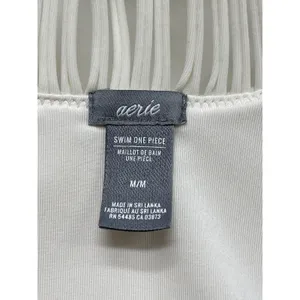 Aerie Women Medium Macrame Halter‎ Top One Piece Swimsuit White thumbnail 2