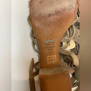 Schutz Sandals Tan Lace Up Block Heel Melancy Strappy Size‎ 7.5 thumbnail 11