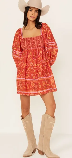 Free People Border Endless Afternoon Mini Floral Boho Dress thumbnail 1