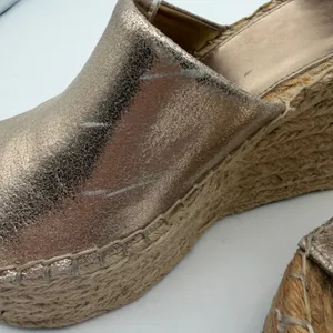 Marc Fisher LTD Madalyn Metallic Gold Leather Espadrille Wedge Sandals 6M thumbnail 9