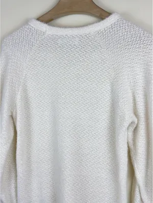Butter Soft Fuzzy Knit V Neck Balloon Sleeve Sweater Ivory Hollister S Cozy thumbnail 9