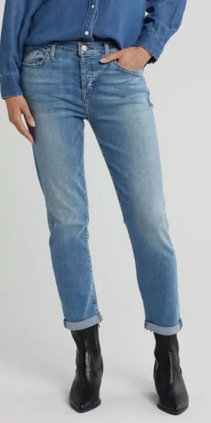 NWT 7 for‎ all mankind Josefina feminine boyfriend Straight Leg Jeans Sz 34 thumbnail 1