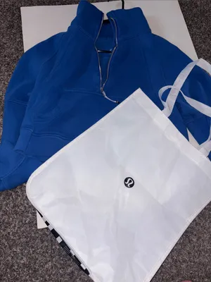 lululemon athletica Scuba Electric Blue Half-Zip Cowl Pullover thumbnail 6