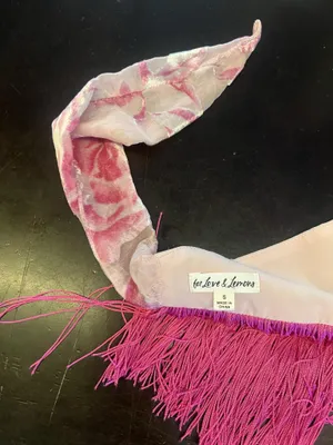 For Love & Lemons Tank Top Womens Small Pink Floral Fringe Halter Cropped Party thumbnail 8