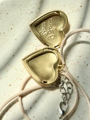 Handmade “I love you” gold tone stainless steel heart locket charm necklace 🍃🩵 thumbnail 5