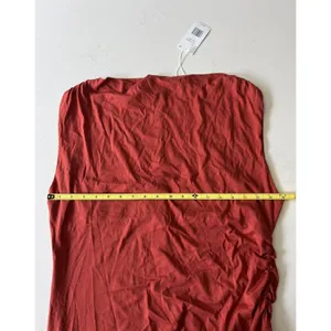 NWT Vince Women's Orange 100% Pima Cotton Ruched Sleeveless Maxi Dress Large thumbnail 8