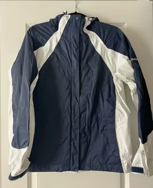 Women Navy and white Columbia windbreaker jacket thumbnail 1