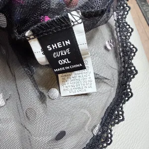 SheIn Black Mesh Boxy Sequin Top Sheer Evening Size 0XL thumbnail 5