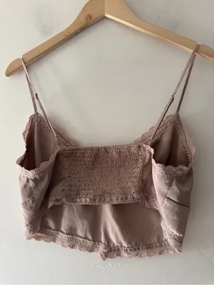 Garage Beige‎ Champagne Lace Crop Top thumbnail 3