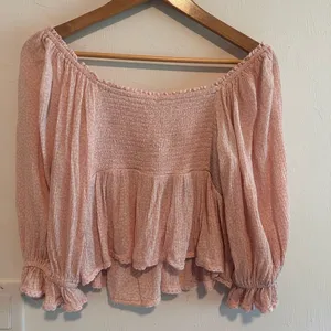 Free People Britney‎ Smocked Floral Cropped Top in Pink Sz S thumbnail 4