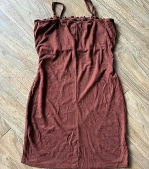 Elegant Sleeveless Dress Brown Size L thumbnail 2