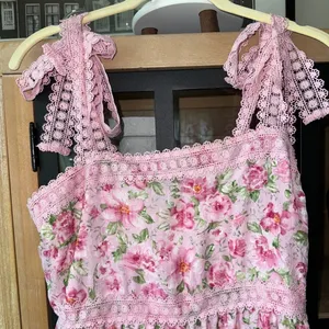 Floral tiered embroidered maxi midi dress garden roses loveshackfancy bow pastel thumbnail 4