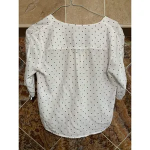 Abercrombie & Fitch White Polka Dot Tie Front Crop Top 3/4 Sleeve Size Medium thumbnail 3