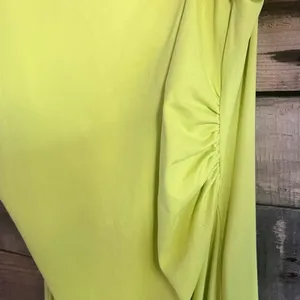 Zara Lime Green Dress With‎ Gathered Waist Size Medium thumbnail 5