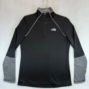 The North Face Pullover Lightweight 1/4 Zip Athletic Top‎ Black Gray Womens M thumbnail 1