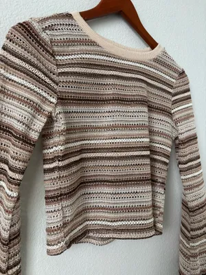 Almost Famous Brown and Cream Striped Long Sleeve thumbnail 3